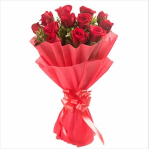 12 Red Rose red tissues Red ribbon