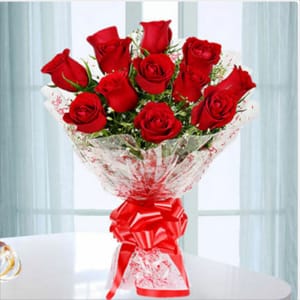 Red roses 12 sleeping red ribbon