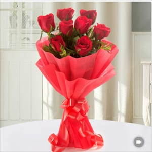Red roses 8 Red issue packing Red ribbon