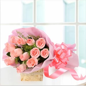 Pinky rose 15 pink tissue ping ribbon and glass